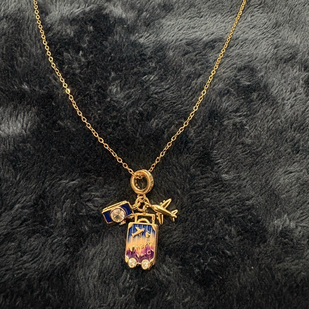 COPY - Gold Necklace with Travel Charms